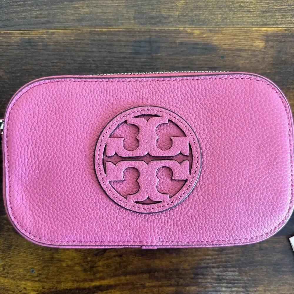 Tory Burch Pink Love Pebble Leather Mini Miller Crossbody Bag Clutch 145667 NWT - Picture 4 of 16